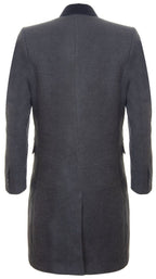 Mens 3/4 Grey Long Double Breasted Crombie Overcoat Wool Coat Peaky Blinders