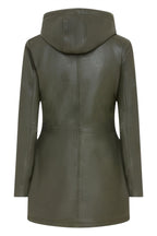 Womens Leather Hooded Parka Jacket-Bucharest