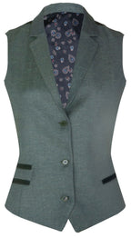Womens Tweed Herringbone Green Wool 1920s Blazer