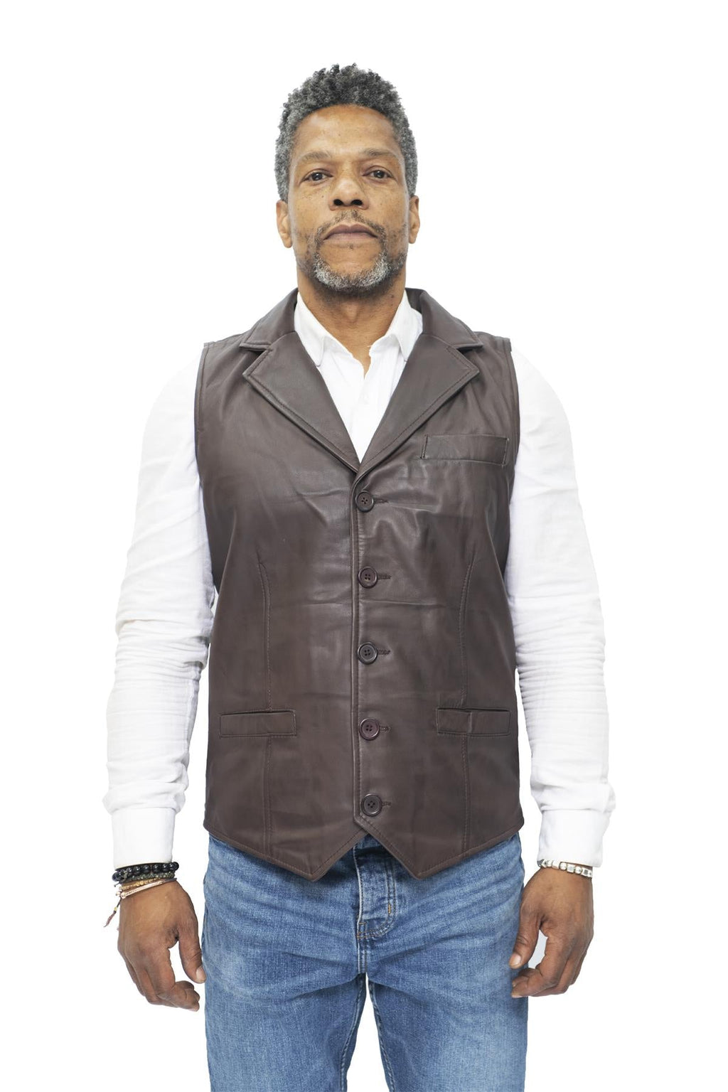 Mens Smart Classic Leather Waistcoat-Bristol