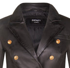 Womens Leather Military Blazer Jacket-Aalborg
