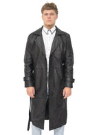 Mens Leather Full Length Trench Coat-Appleton