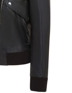 Mens Black Leather Cowhide Aviator Bomber Jacket  - Akhiok
