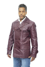 Mens Cowhide Leather Peacoat-Krakaw