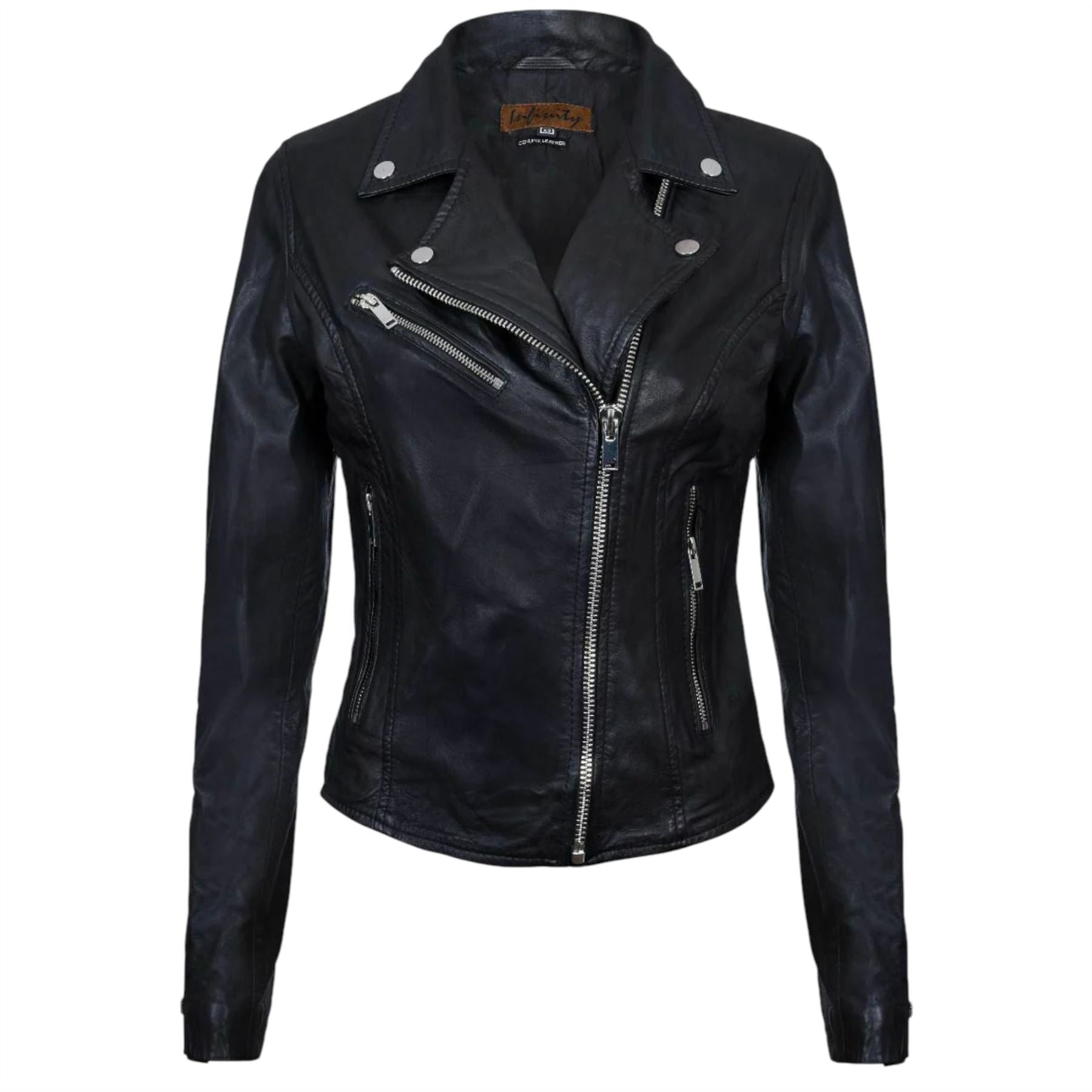 Womens Leather Classic Biker Brando Jacket-Baku