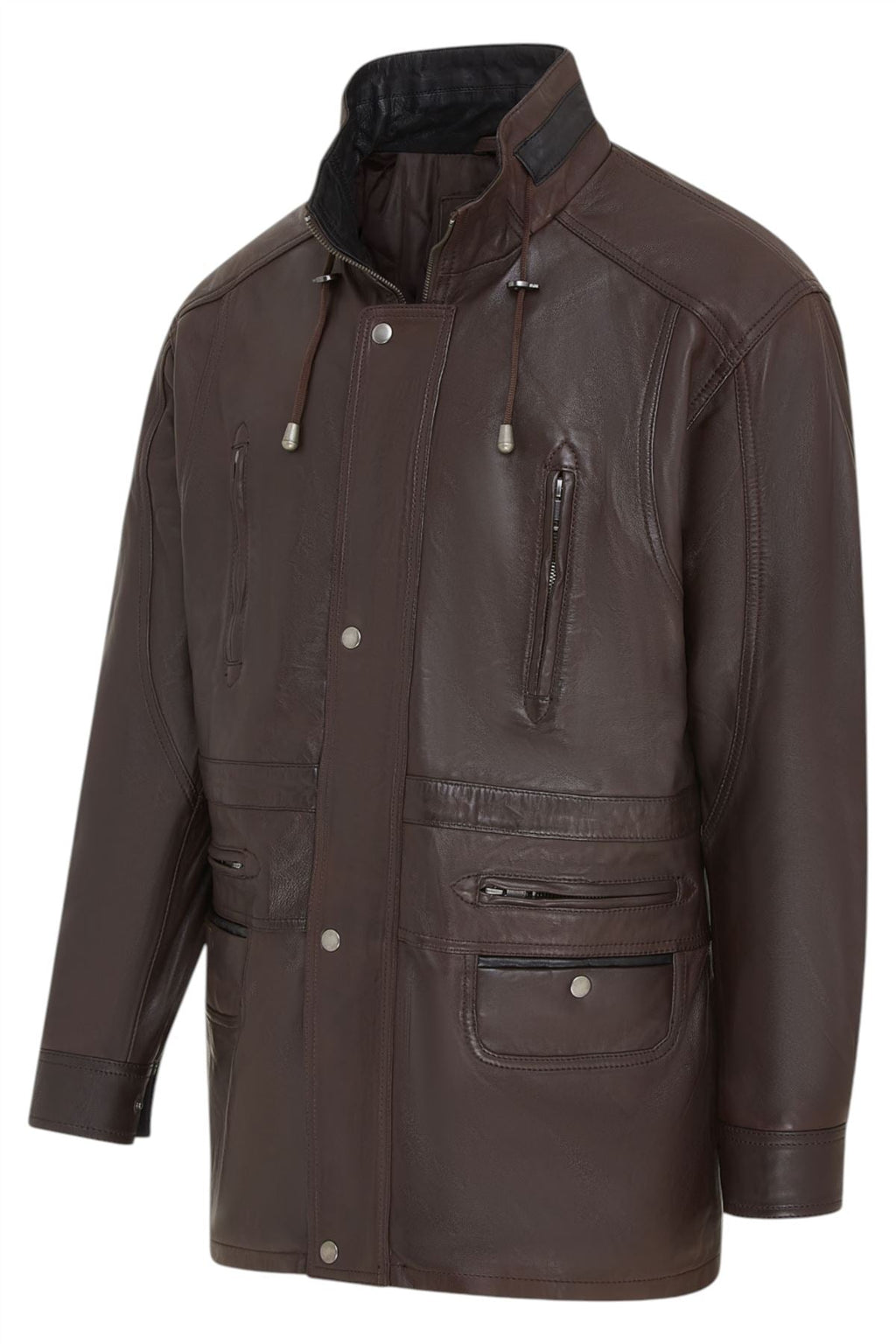 Mens Soft Italian Leather Parka Coat-Winnipeg