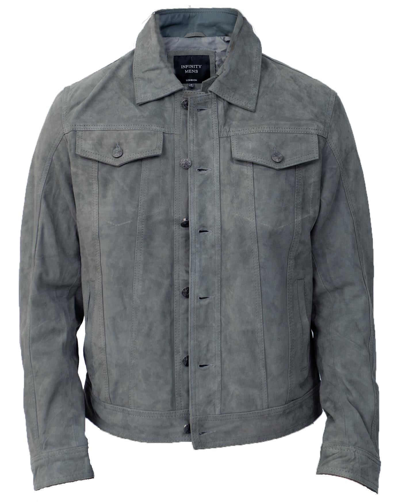 Mens Goat Suede Leather Jeans Jacket-Adelaide
