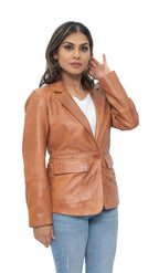 Womens Soft Leather Blazer Jacket-Apeldoorn