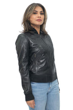 Womens MA-1 Leather Bomber Jacket-Abbotsford