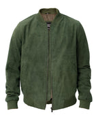 Mens Retro Goat Suede Varsity Leather Bomber Jacket-Athens