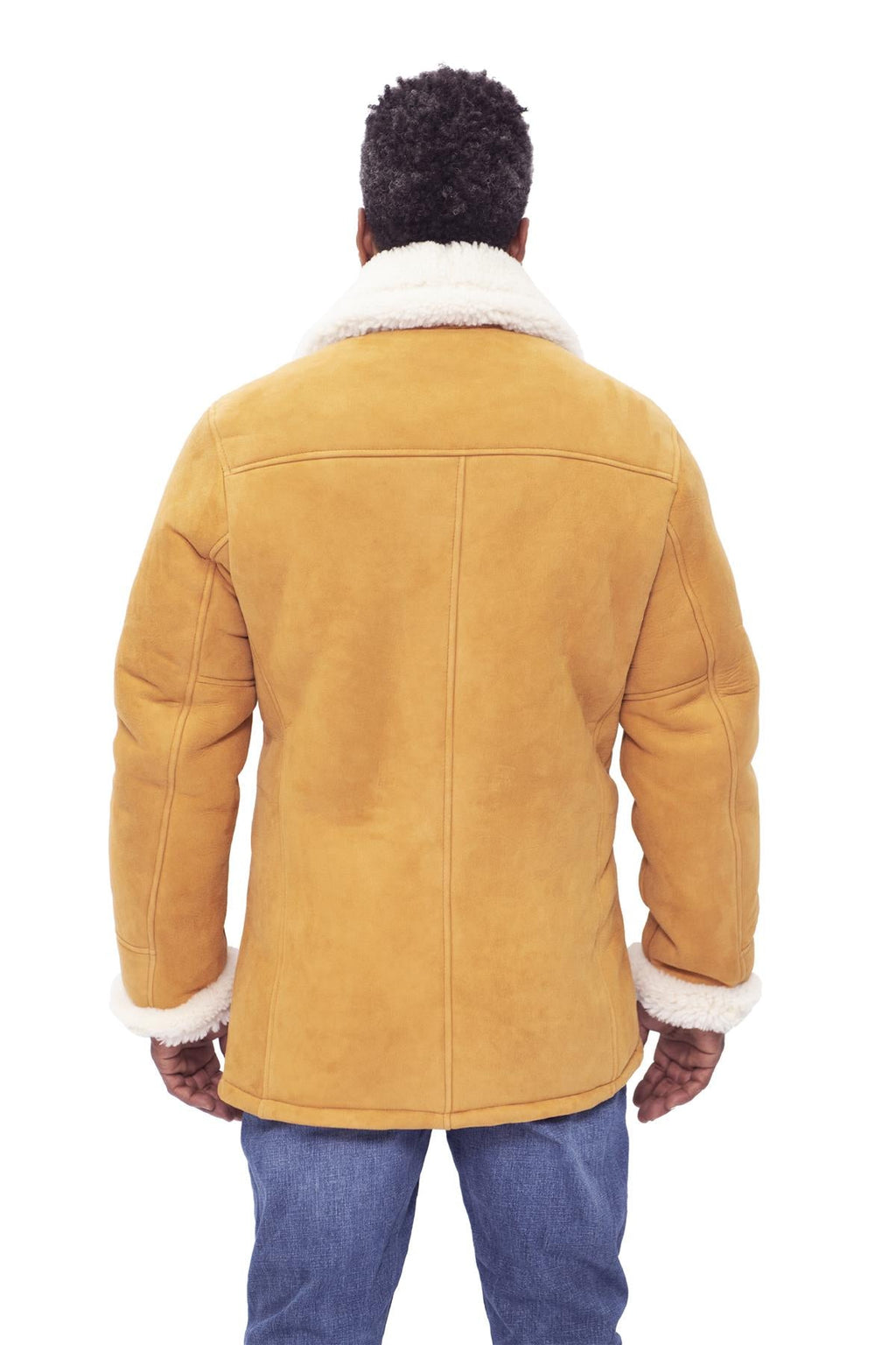 Mens Classic Sheepskin Car Coat-Auburn