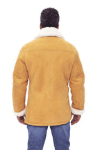 Mens Classic Sheepskin Car Coat-Auburn