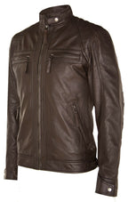 Men's Vintage Leather Quilted Biker Jacket-Monaco