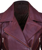 Womens Long Leather Biker Jacket-Quito