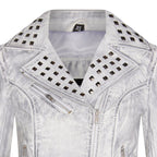 Womens Gothic Biker Leather Jacket with Studs-Bilbao