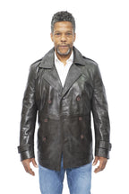 Mens Leather Peacoat-Amara