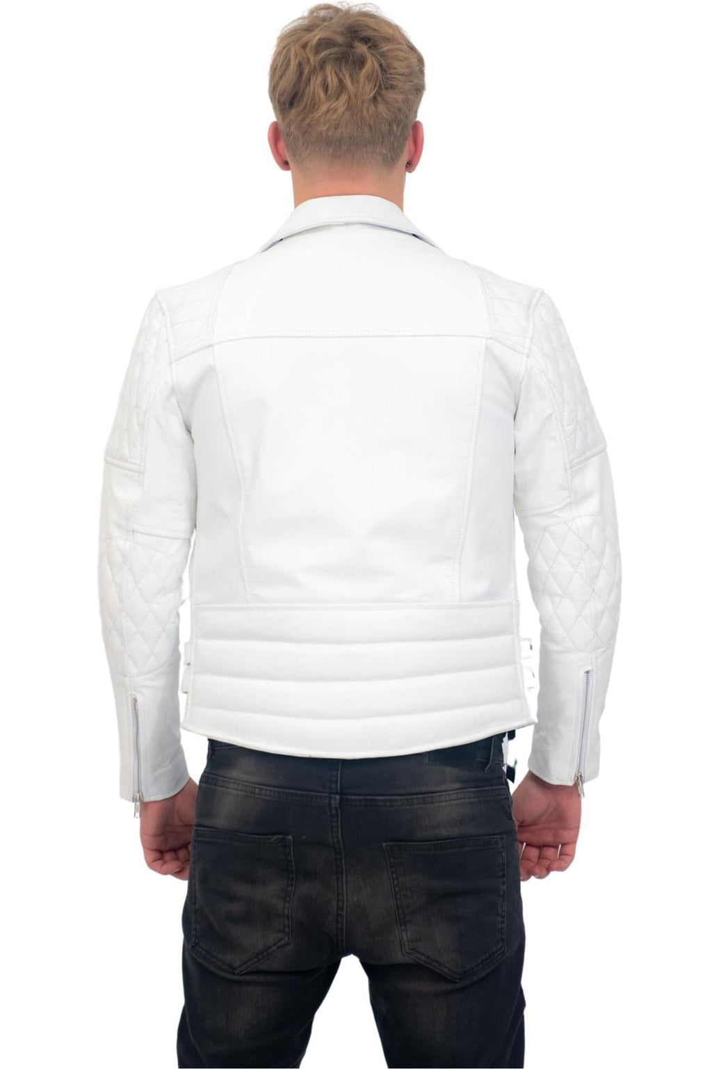 Mens Cowhide Leather Biker Jacket-Nassau