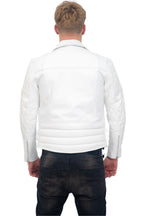 Mens Cowhide Leather Biker Jacket-Nassau