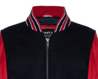 Kids Varsity Black & Red Bomber Jacket with Real Leather Sleeves 3-13 yrs