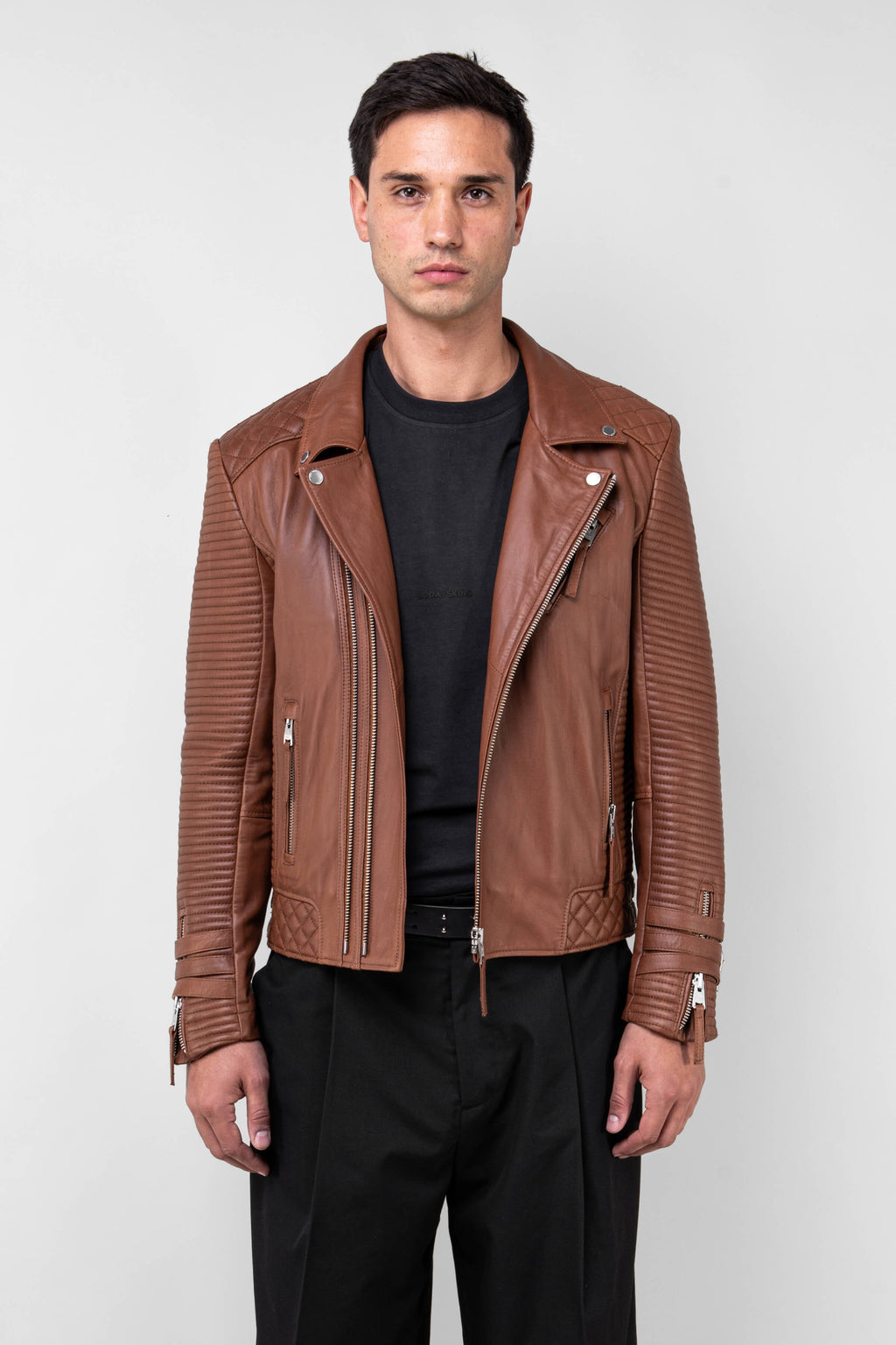 Alexander 3.0 Tall: Retro Brown Leather Jacket (Man)