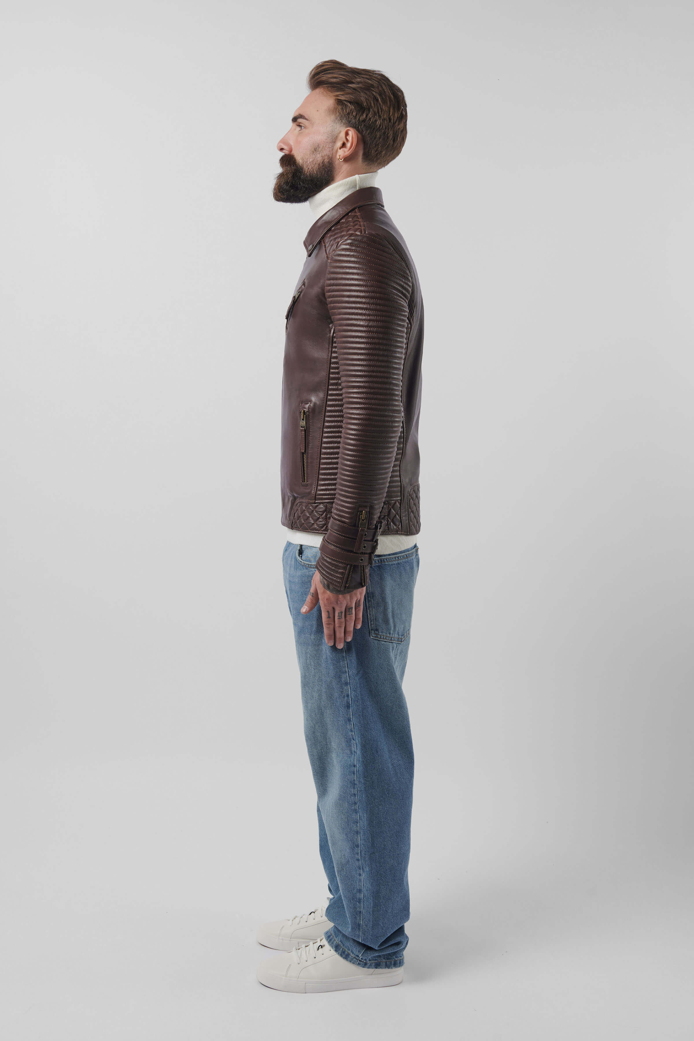 Alexander 3.0 Tall: Antique Brown Leather Jacket (Man)