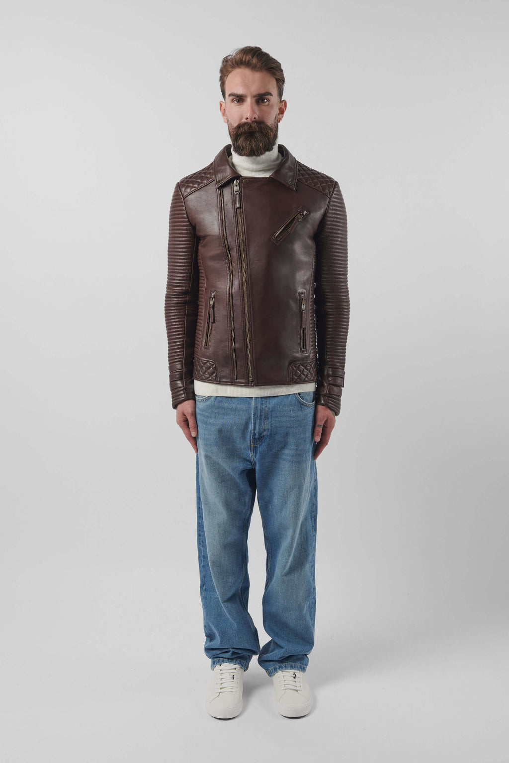 Alexander 3.0 Tall: Antique Brown Leather Jacket (Man)