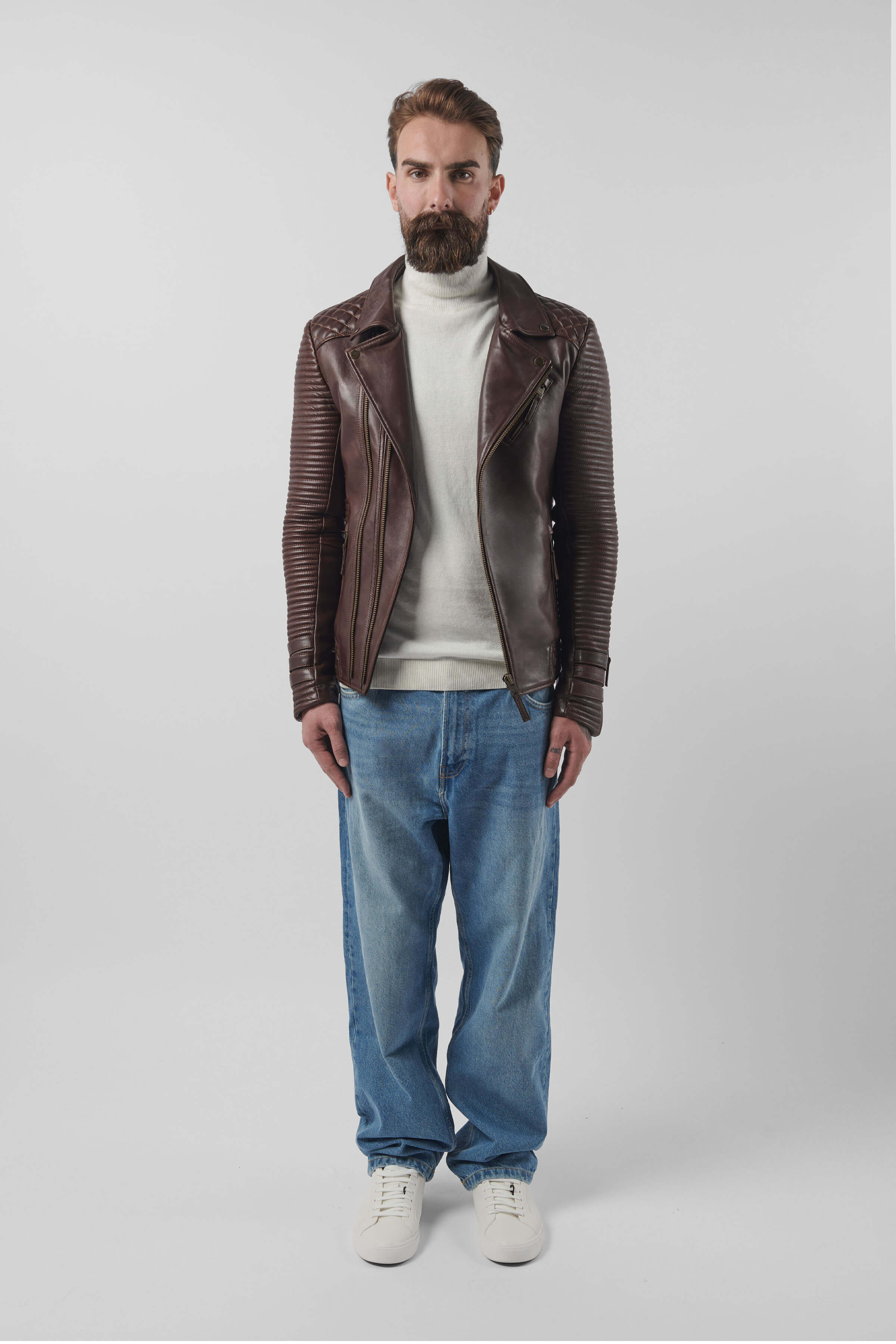 Alexander 3.0 Tall: Antique Brown Leather Jacket (Man)