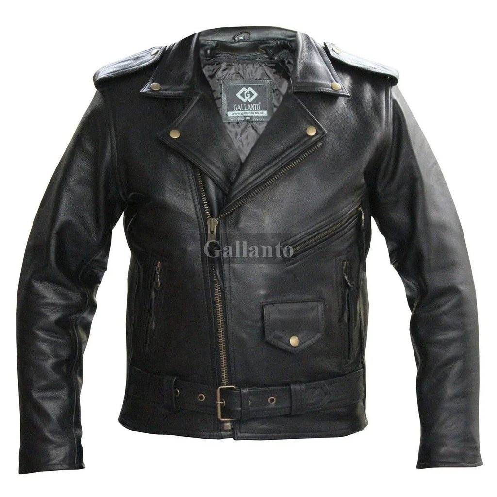 Antique Naked Cowhide Marlon Brando Biker Leather Jacket