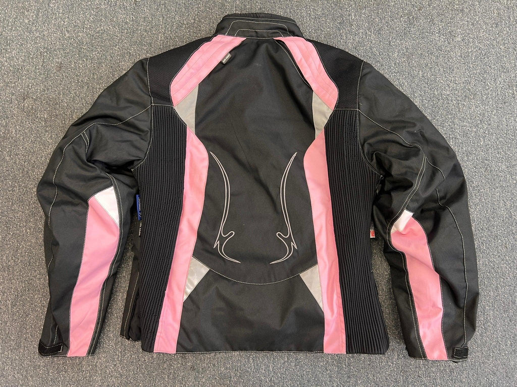 Arena Womens Ladies Black and Pink Textile Biker Jacket Large