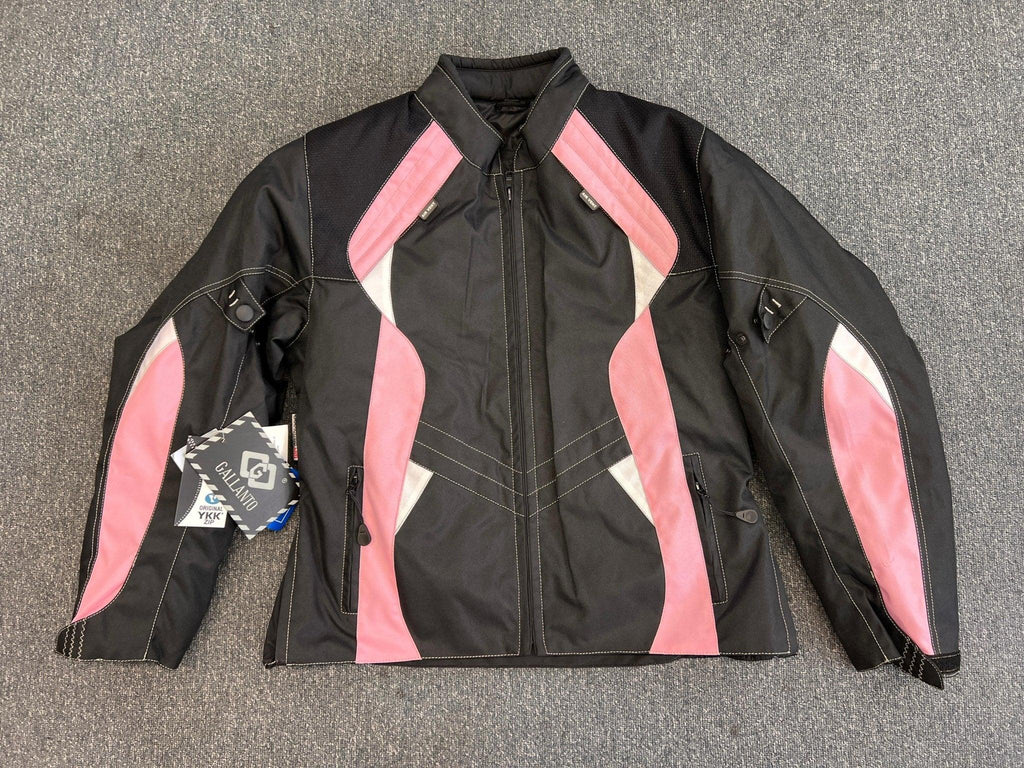 Arena Womens Ladies Black and Pink Textile Biker Jacket Small