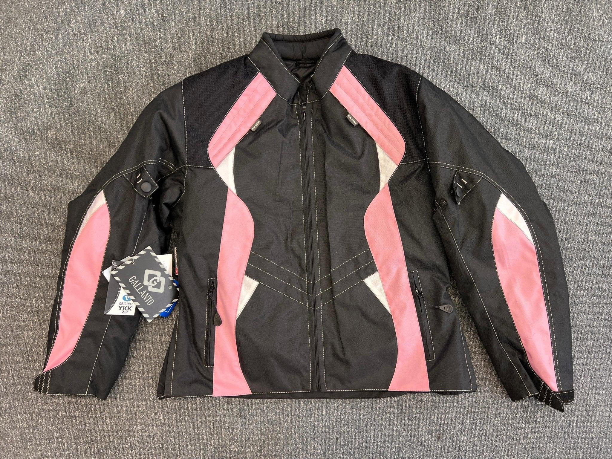 Arena Womens Ladies Black and Pink Textile Biker Jacket XL