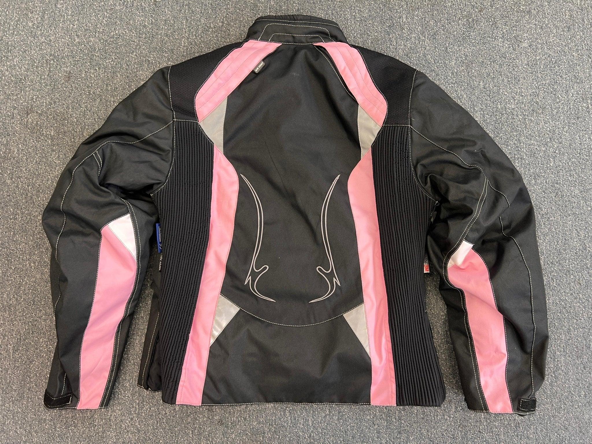 Arena Womens Ladies Black and Pink Textile Biker Jacket XL