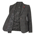 Womens Tweed 1920s Herringbone Charcoal Blazer