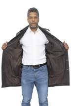 Mens Leather Trench Coat-Hamburg