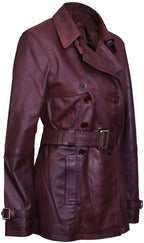 Womens Mid Length Leather Trench Coat -Oakham