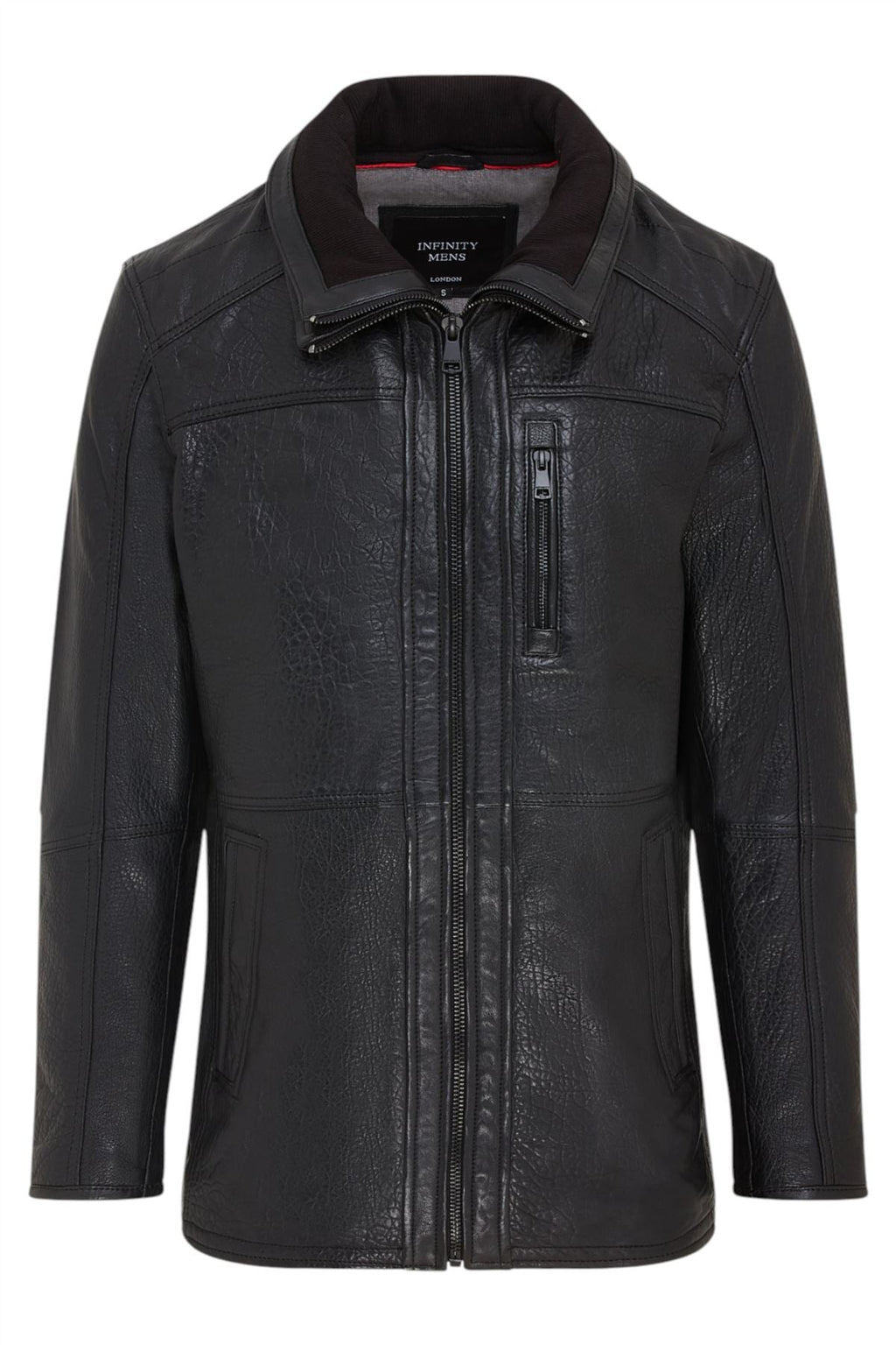 Mens Warm Mid-Length Leather Biker Coat - Sikander