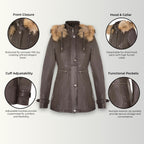 Womens Leather Hooded Parka Jacket-Putian
