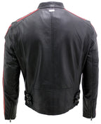 Mens Racer Black Nappa Leather Biker Jacket
