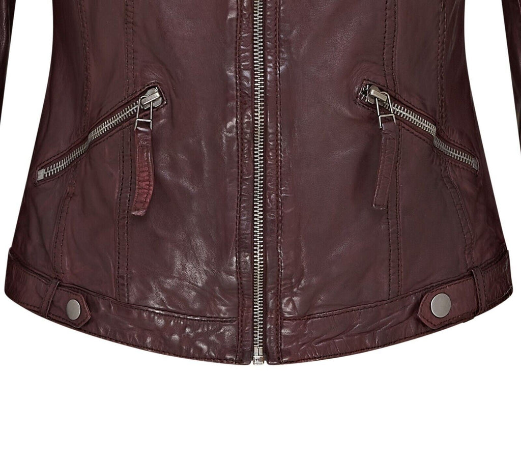 Womens Hooded Classic Biker Jacket - Brazzaville