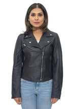Womens Leather Classic Biker Brando Jacket-Baku