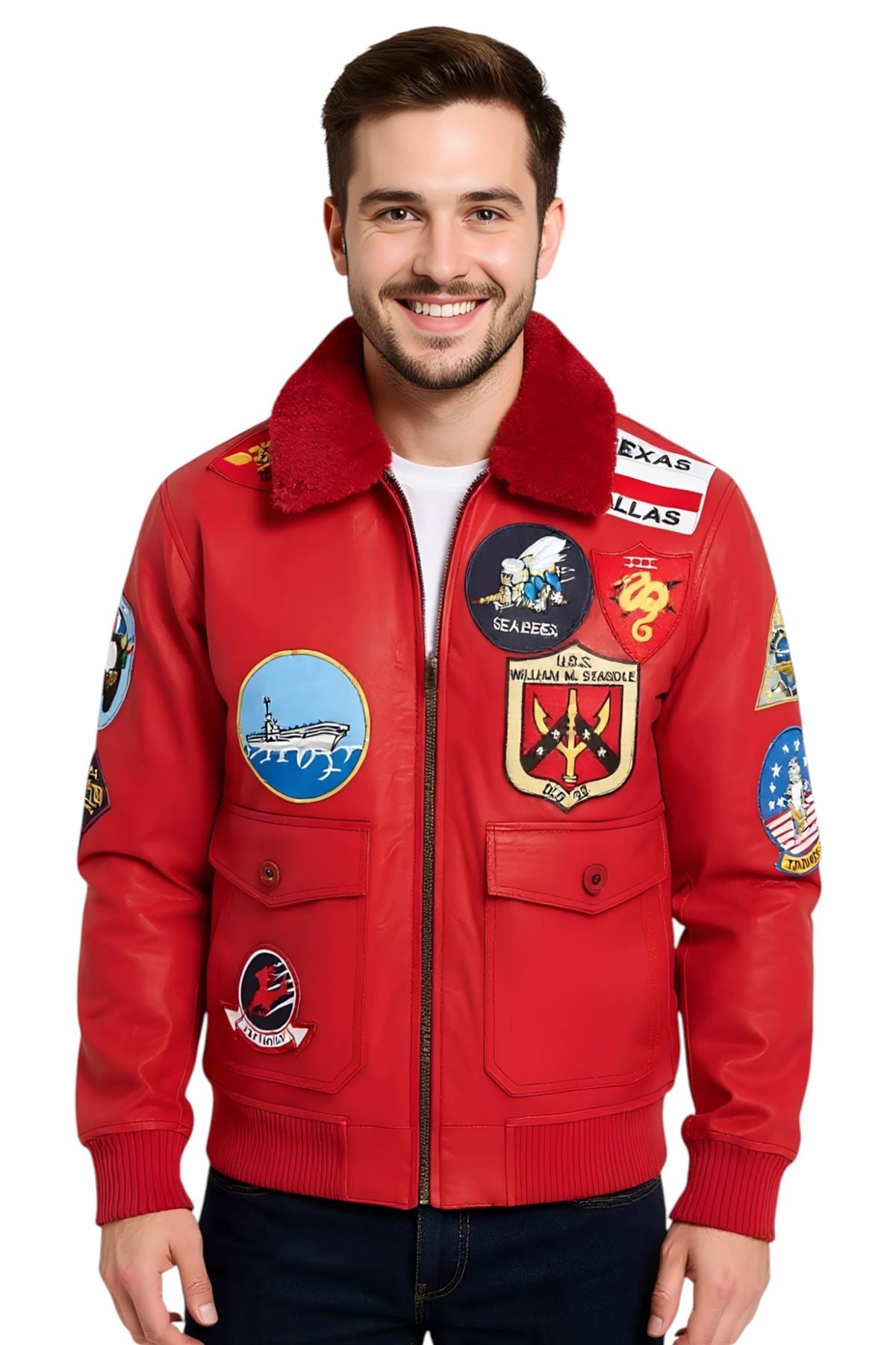 Mens Top Gun A2 Leather Bomber Jacket-San Diego