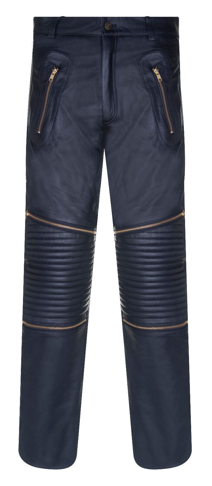 Mens Leather Zip Jeans-Ancona