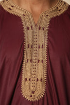 Men's Burgundy Moroccan Thobe Jubba Robe Eid Djellaba Gandoura