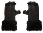Womens Shearling  Mittens Fingerless Cuffs Toscana Suede Sheepskin Fur