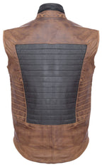 Mens Black/Brown Leather Gilet-Sheffield