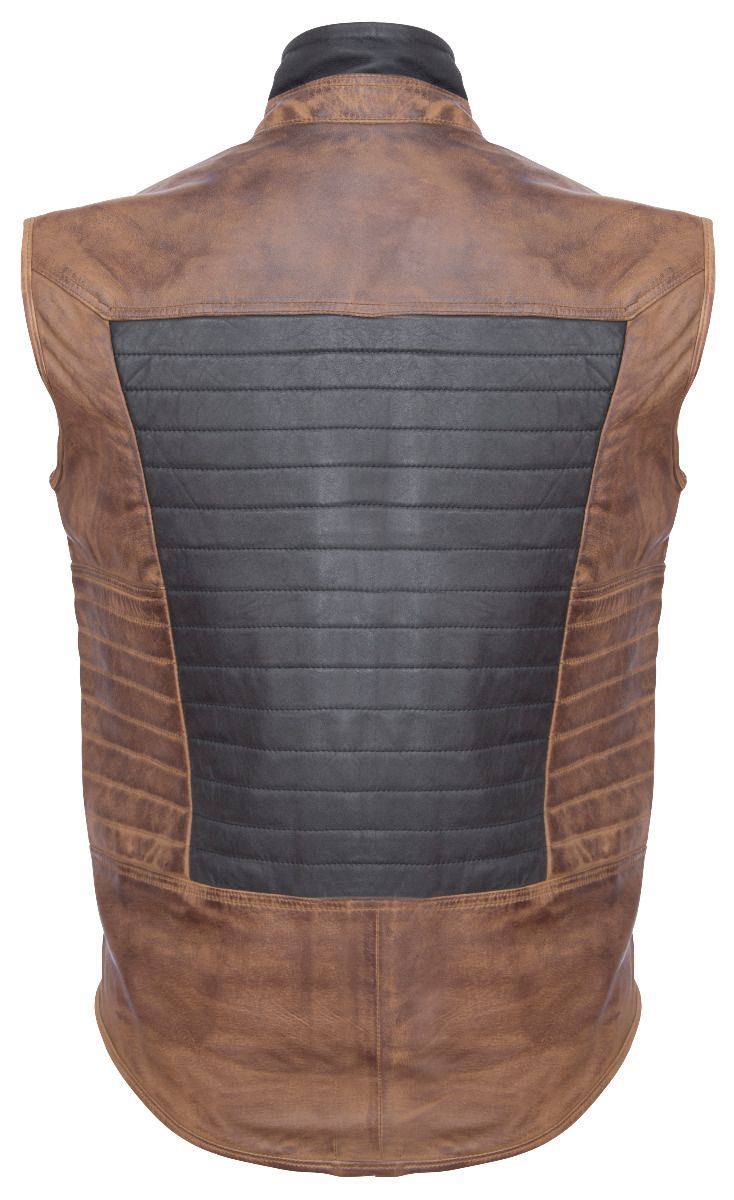 Mens Black/Brown Leather Gilet-Sheffield