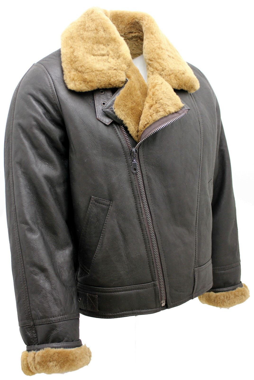 Mens Sheepskin Leather WW2 Bomber Jacket-Tucson