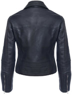 Womens Leather Retro Biker Jacket-Madeley