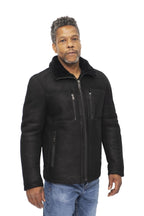 Mens Sheepskin Biker Bomber Jacket-Agboville