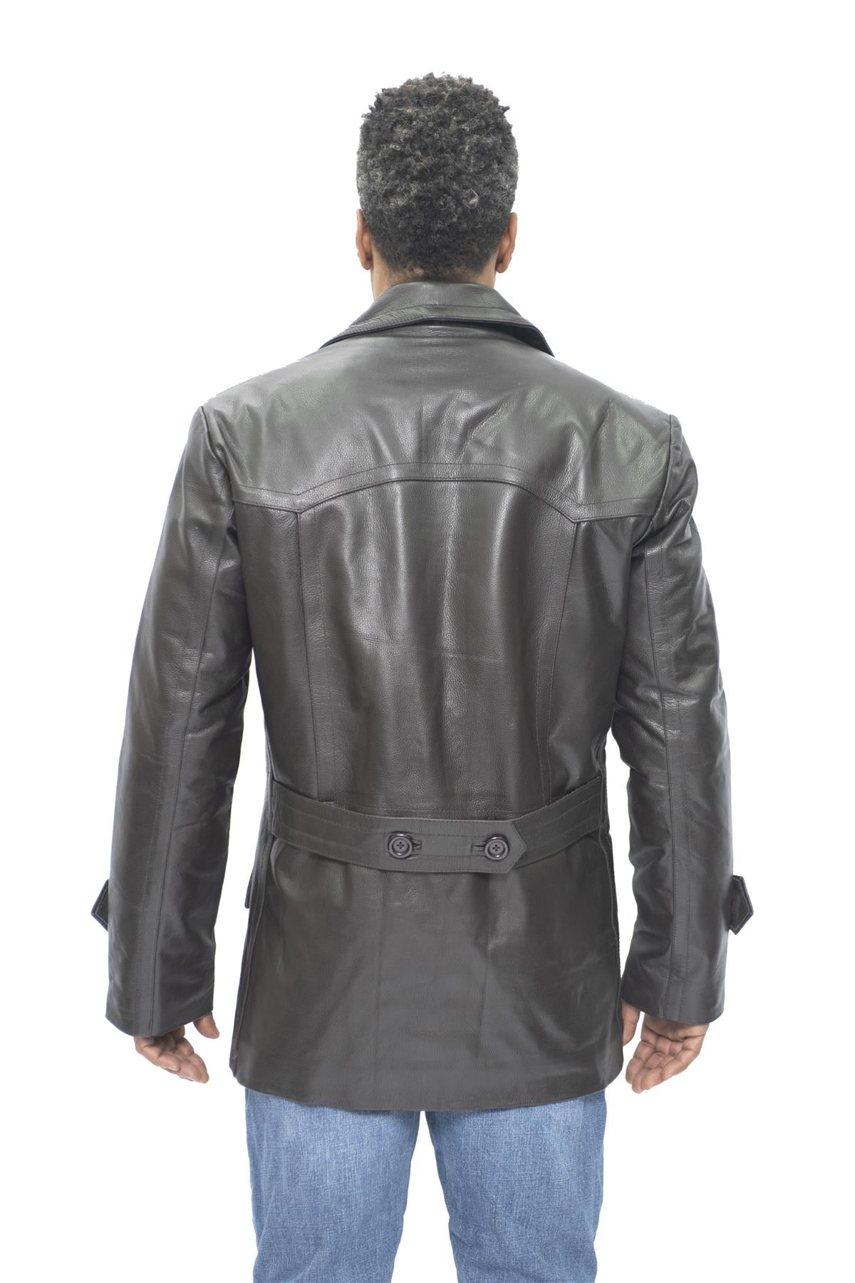 Mens Cowhide Leather Peacoat-Krakaw